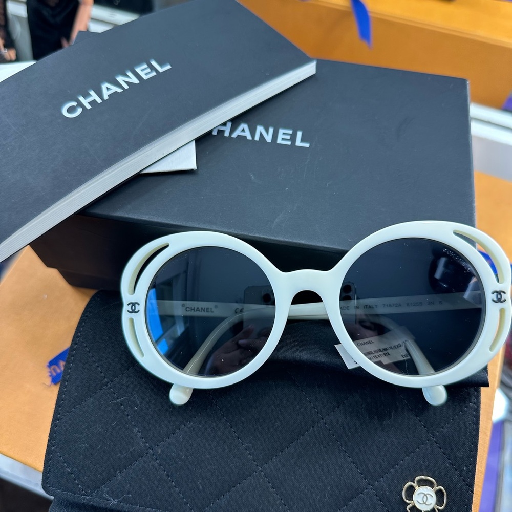 Chanel White Round Sunglasses